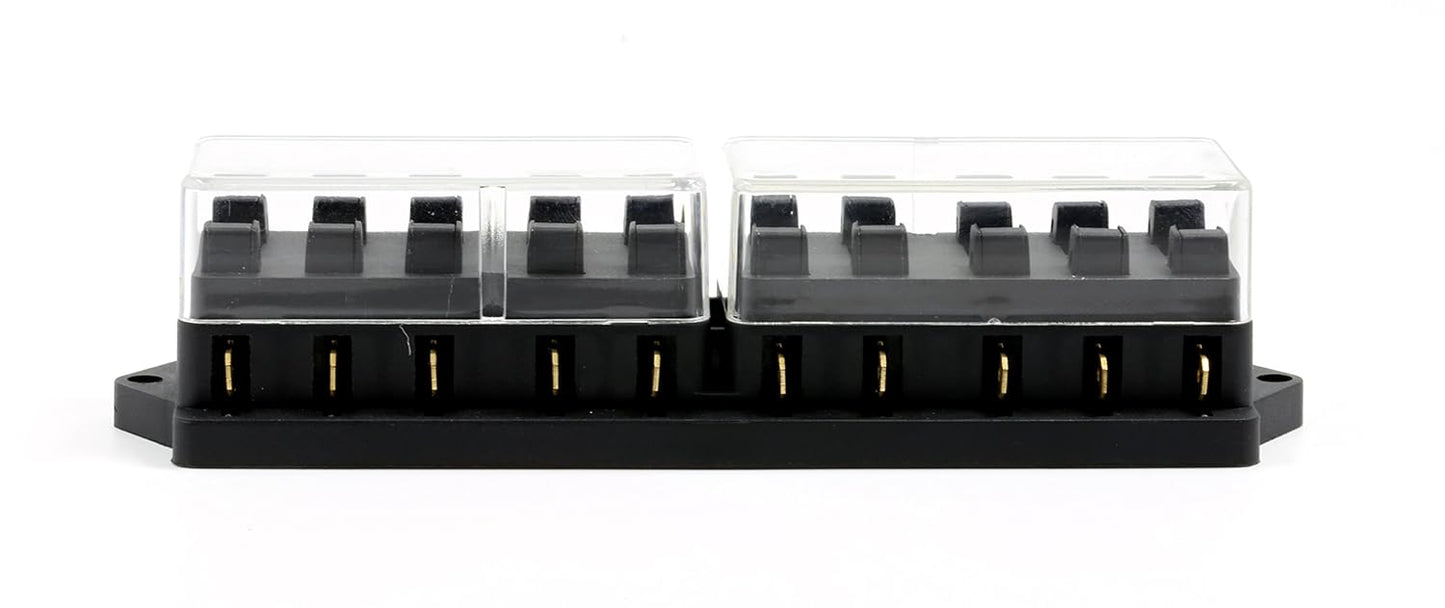 Lumision 4/6/10 Way Automotive Fuse Block Terminal Box with Fuses 5A, 7.5A, 10A, 15A, 20A, 4/6/10 Port Mounting Hole, ATO ATC ATR Fuses