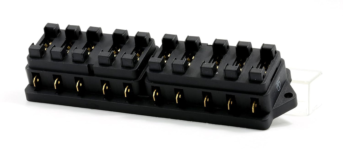 Lumision 4/6/10 Way Automotive Fuse Block Terminal Box with Fuses 5A, 7.5A, 10A, 15A, 20A, 4/6/10 Port Mounting Hole, ATO ATC ATR Fuses