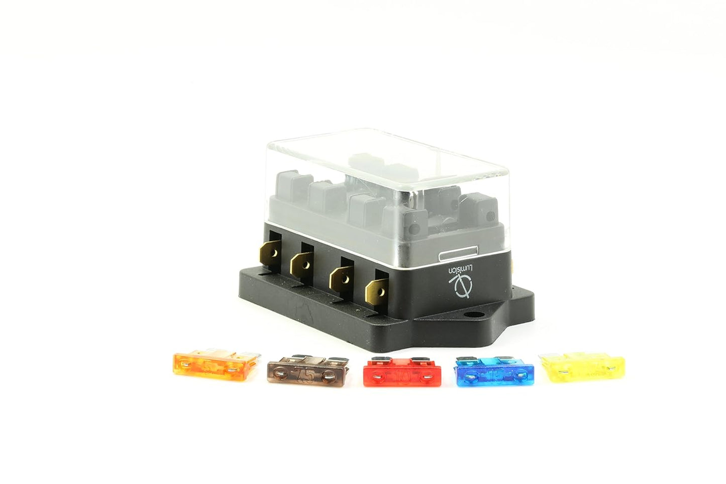 Lumision 4/6/10 Way Automotive Fuse Block Terminal Box with Fuses 5A, 7.5A, 10A, 15A, 20A, 4/6/10 Port Mounting Hole, ATO ATC ATR Fuses