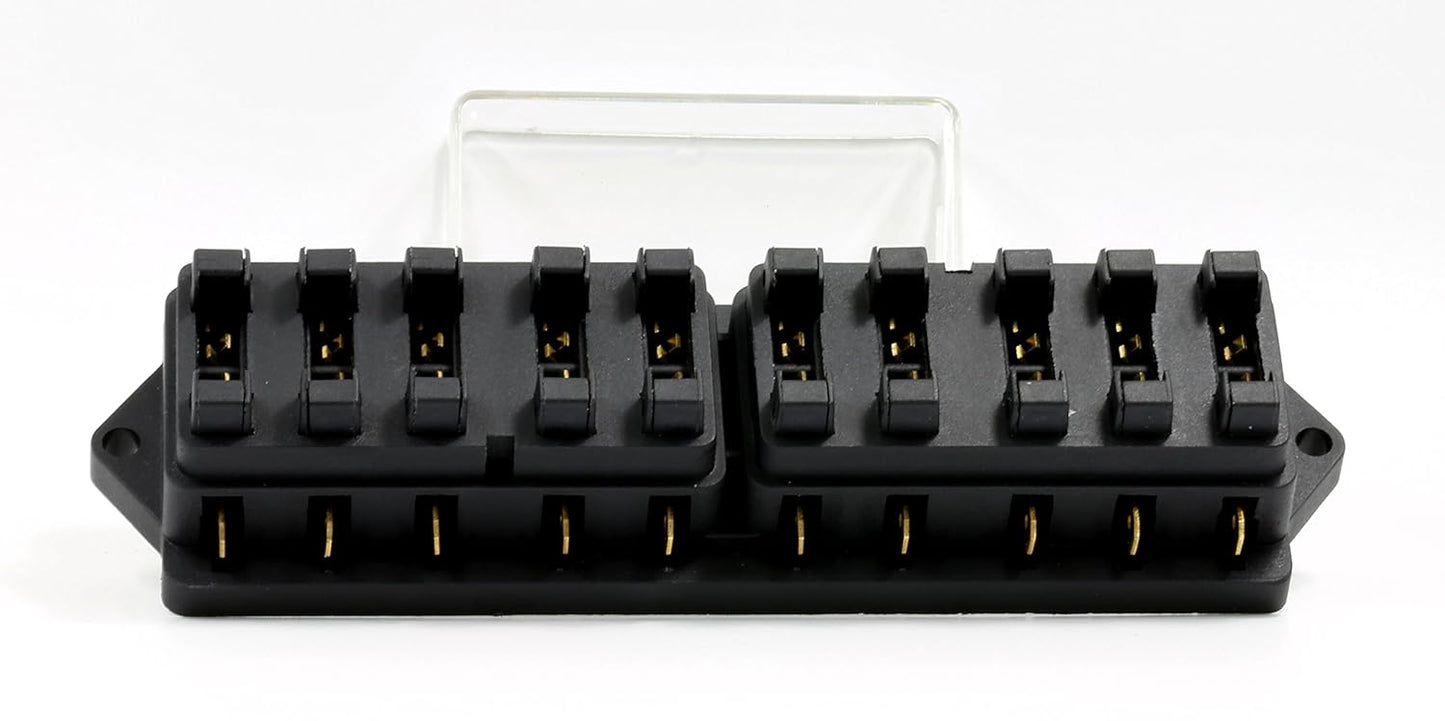 Lumision 4/6/10 Way Automotive Fuse Block Terminal Box with Fuses 5A, 7.5A, 10A, 15A, 20A, 4/6/10 Port Mounting Hole, ATO ATC ATR Fuses