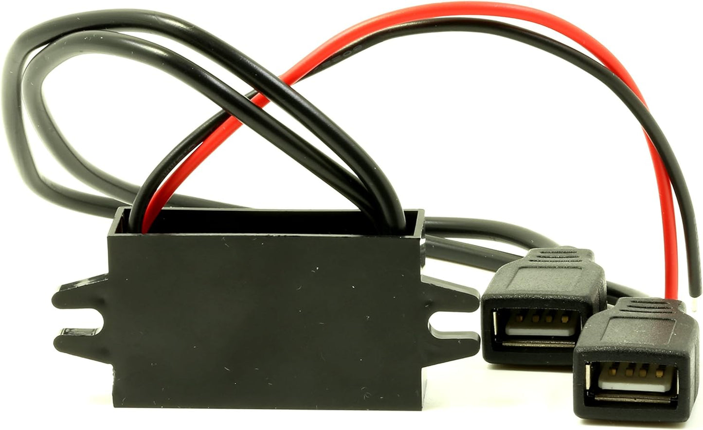 Lumision Black 12V DC to 5V DC Dual USB A Female Socket Car Power DC Buck Converter Power Adapter 15W Voltage Regulator USB Output CAR Power Supply