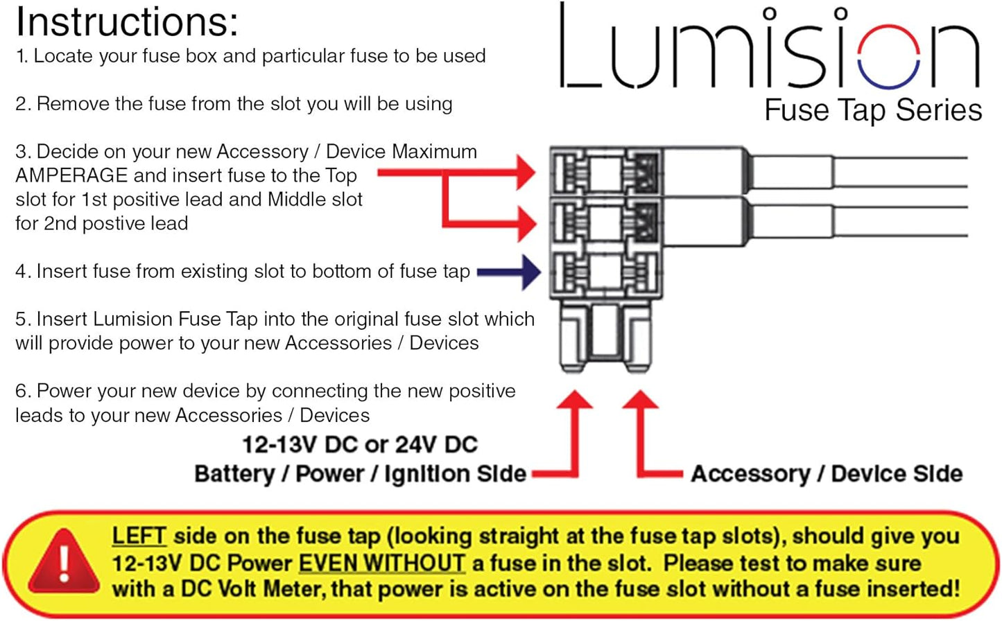 Lumision Dual Fuse Tap Low Profile LP Mini ATT with 5 AMP Fuses Automotive Boat RV 2 Leads Adds 2 positive lines add-a-circuit