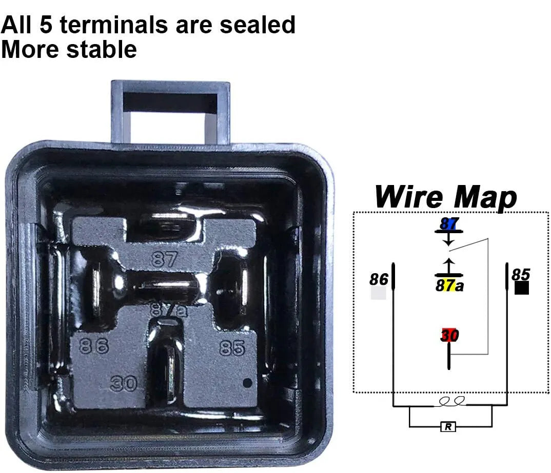 Lumision 30AMP 12V DC Water proof Relay and Harness 5-PIN SPDT Bosch Style 30A