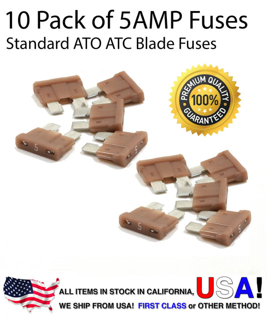 Premium 10 Pack Automotive ATO ATC Standard Blade Fuses