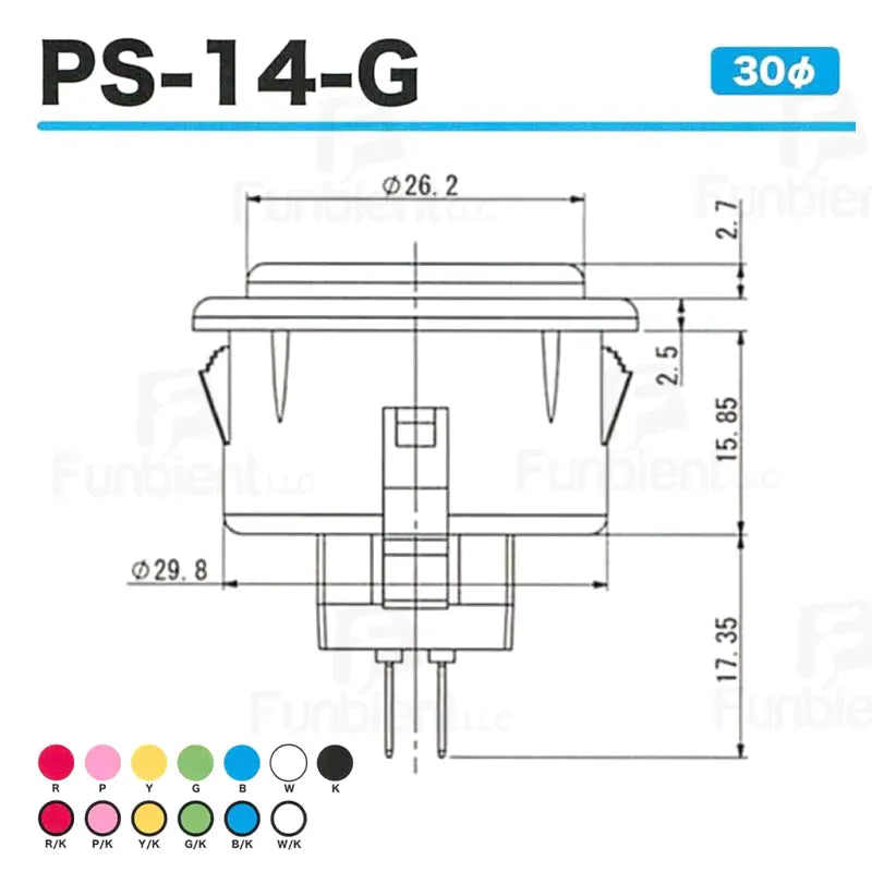 SEIMITSU Original PS-14-G Black Rim Push Button JAMMA guitar killswitch