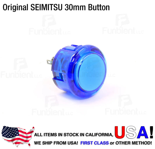 SEIMITSU Original PS-14-K Blue Translucent Push Button JAMMA guitar killswitch