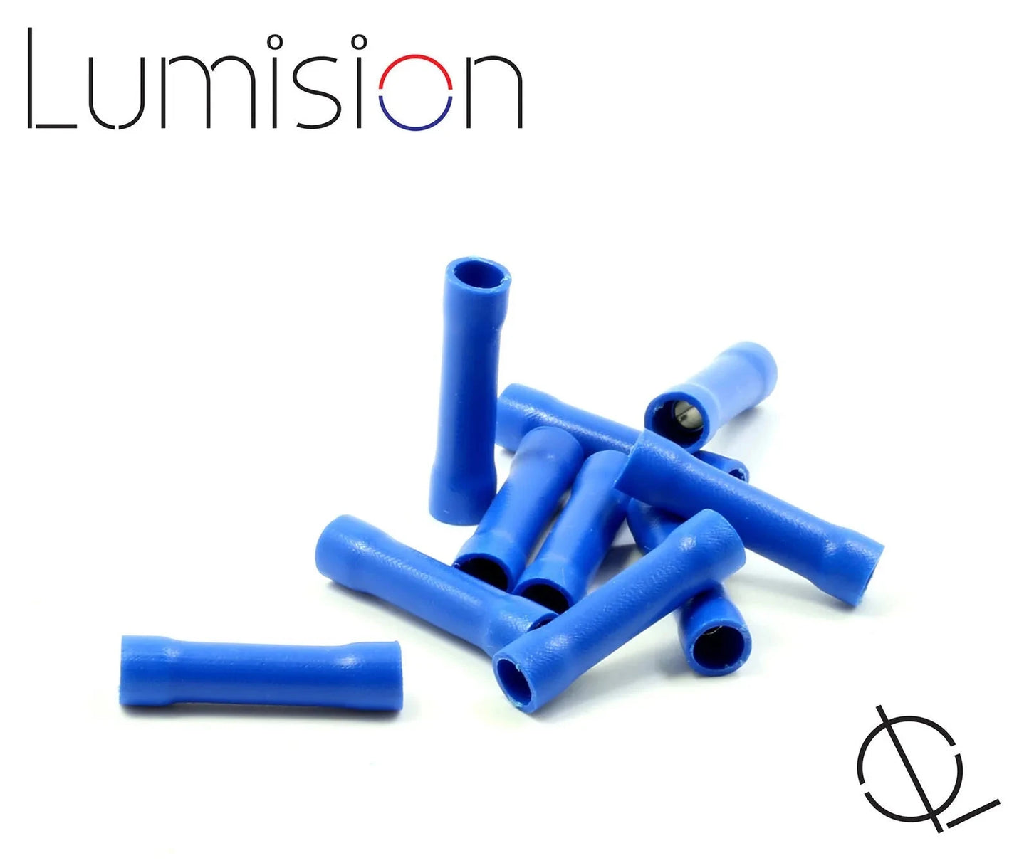 Lumision 10/25 Pack 14-16AWG Blue Gauge Butt Connector Terminal Wire Splice Connect