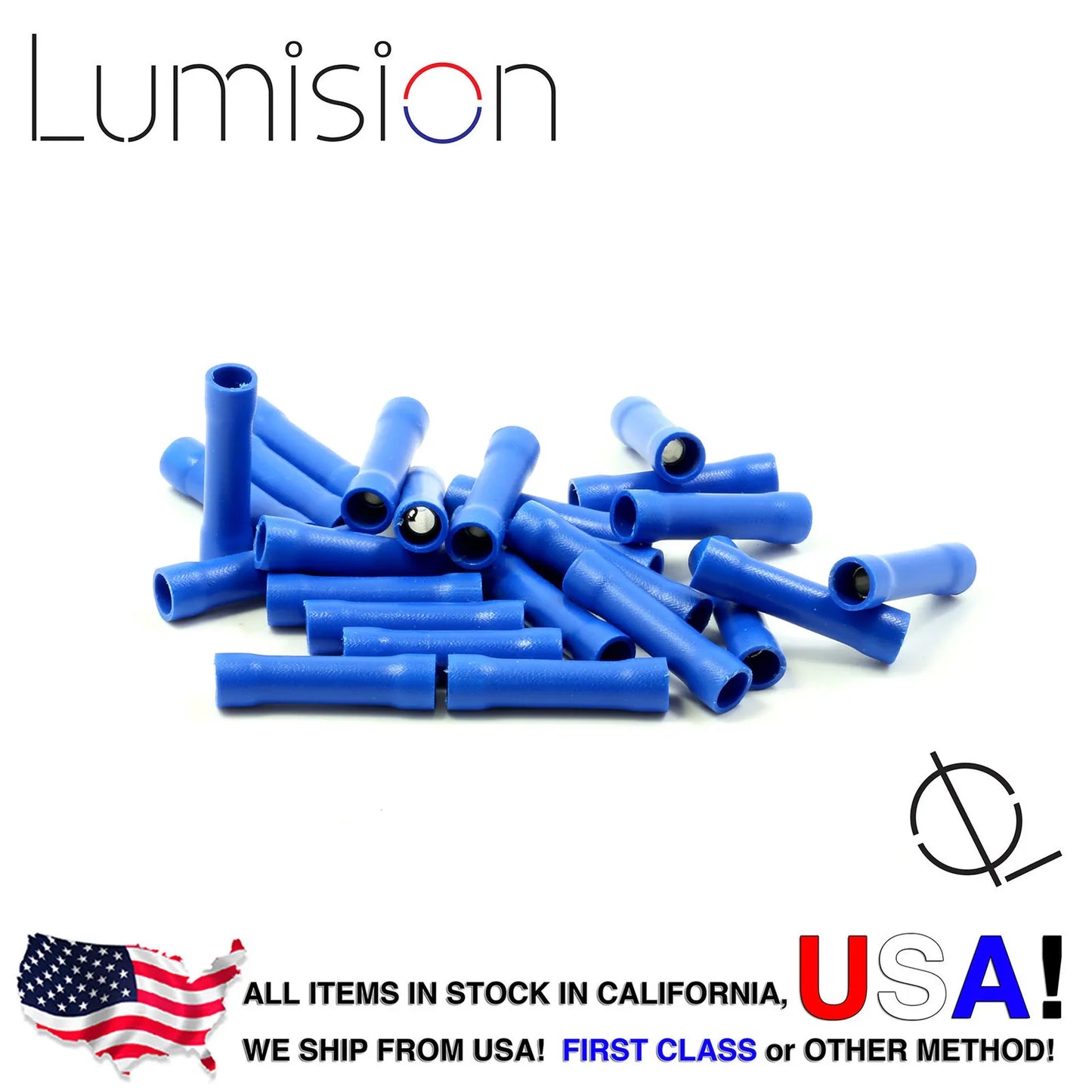Lumision 10/25 Pack 14-16AWG Blue Gauge Butt Connector Terminal Wire Splice Connect