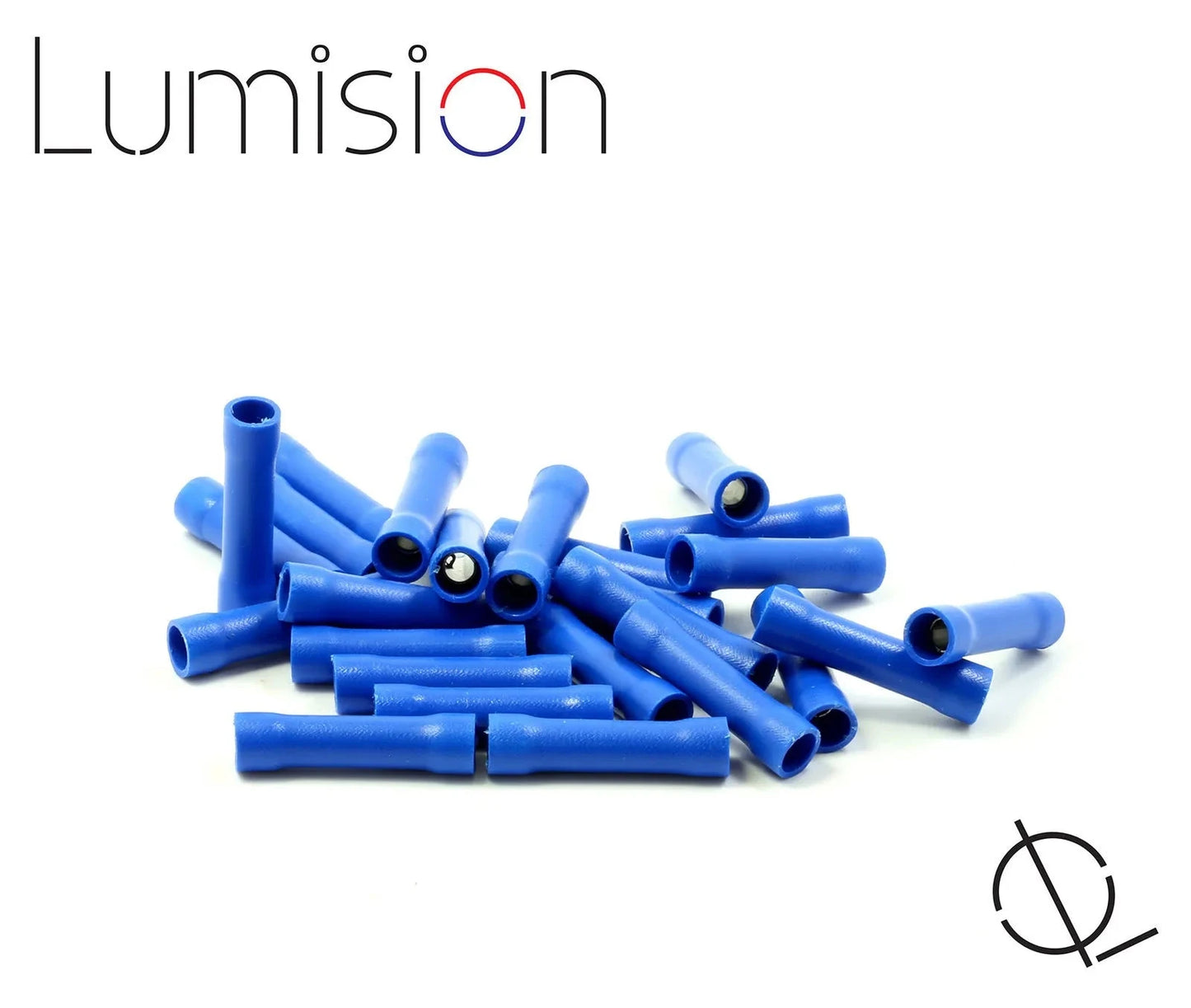 Lumision 10/25 Pack 14-16AWG Blue Gauge Butt Connector Terminal Wire Splice Connect