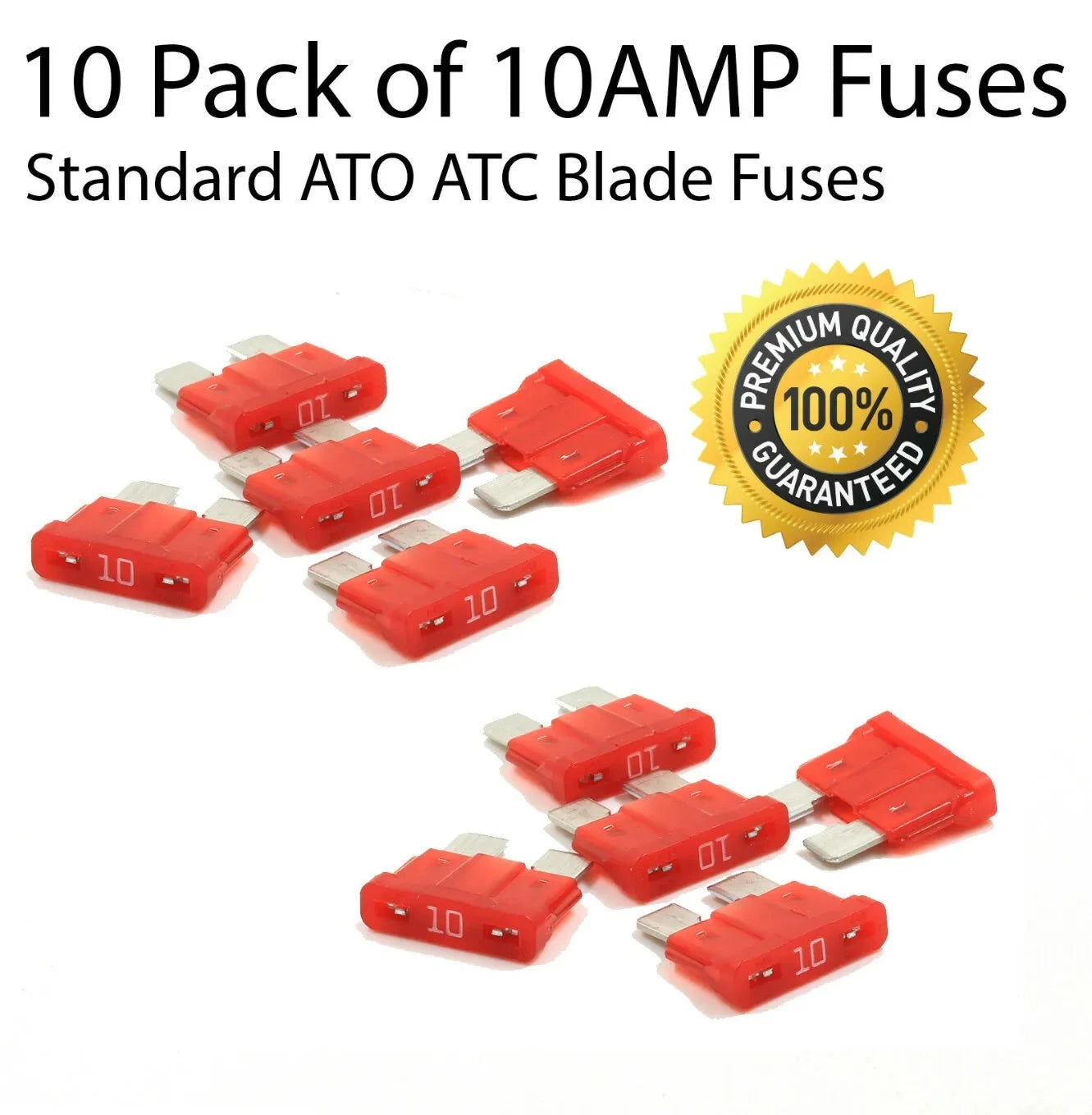 Premium 10 Pack Automotive ATO ATC Standard Blade Fuses