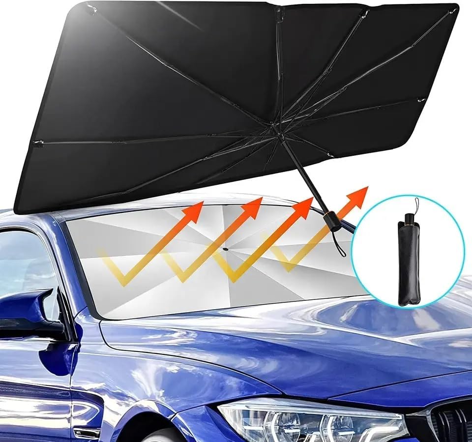 Lumision Car Windshield Umbrella Sun Shade | Reflector Umbrella Sunshade Offers Ultimate Protection for Car Interior | Cool Car Reflective Sun Blocker 80 X 140CM