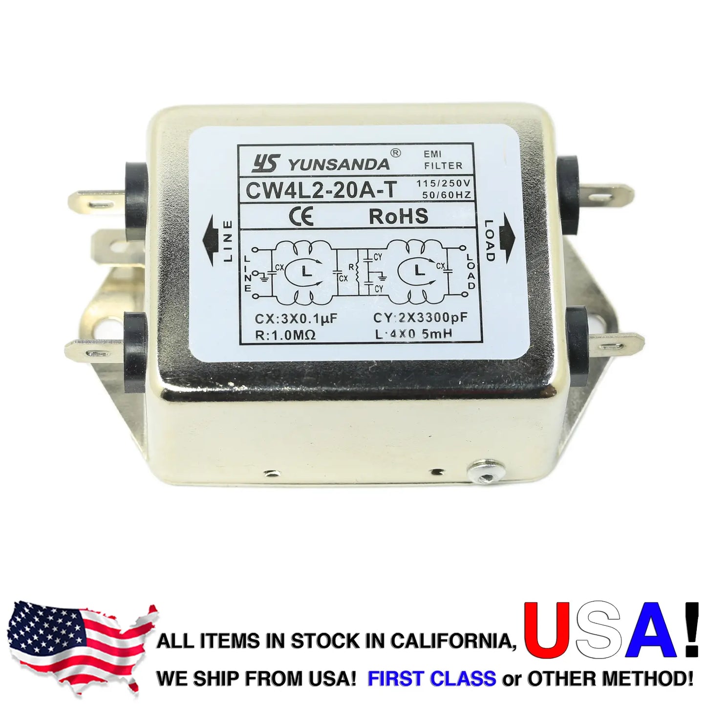 Quick Connect Flange Mount Power Filter CW4L2-20A-T EMI Power Filter