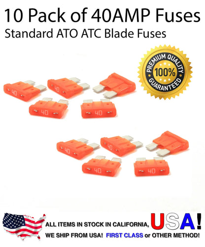 Premium 10 Pack Automotive ATO ATC Standard Blade Fuses